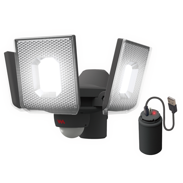 (日本語) 5W×3灯スライド型LED充電式センサーライトのアイキャッチ画像